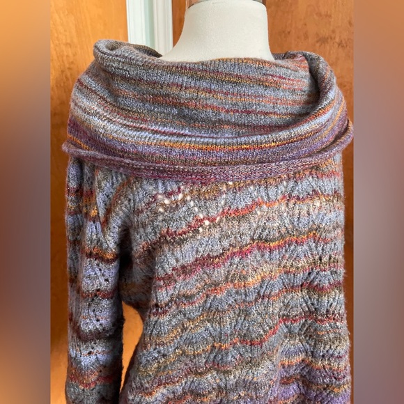 Royal Robbins Multi Color Blue Purple Knit Cowl Neck Sweater Tunic Medium M - Picture 3 of 10